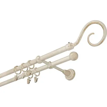 Garnýž kovová 110 cm dvouřadá - dvojitá 16 Hák bílo-zlatá