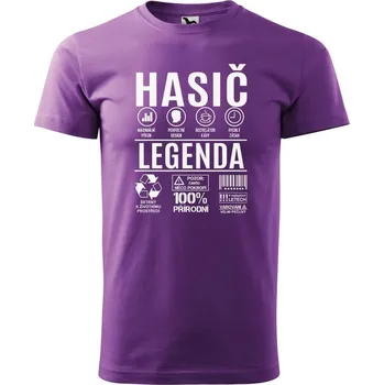 Pánské oblečení DOBRÝ TRIKO Pánské tričko s potiskem Hasič legenda Velikost: S, Barva: Fialová