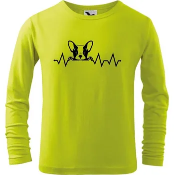 Chlapecké tričko DOBRÝ TRIKO Dětské bavlněné triko s potiskem Tep buldoček Velikost: 158/12 let, Barva: Limetková