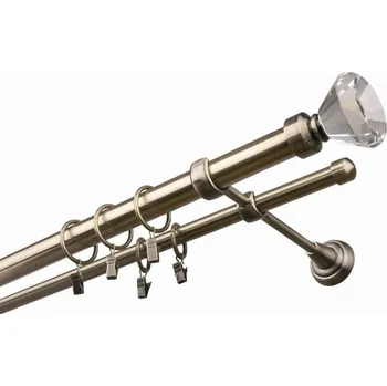 Garnýž kovová 460 cm dvouřadá - dvojitá 25 Stozek crystal Mosaz