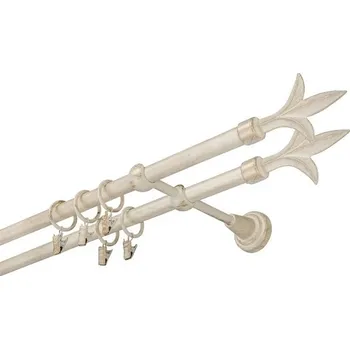 Garnýž kovová 360 cm dvouřadá - dvojitá 16 Lilie double bílo-zlatá