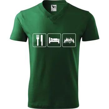 Pánské tričko DOBRÝ TRIKO Pánské V tričko s potiskem Život v přírodě Velikost: M, Barva: Lahvově zelená