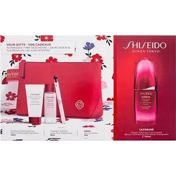 Pleťové sérum Shiseido Ultimune Power Infusing Concentrate dárková sada: pleťové sérum Ultimune Power Infusing Concentrate 50 ml + čisticí pěna Clarifying Cleansing Foam 30 ml + pleťová voda Treatment Softener 30 ml + EDP 4 ml + kosmetická taštička pro ženy