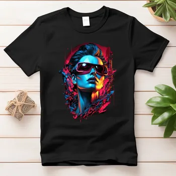 Dámské tričko Dámské tričko - Cyberpunk Barva: Černá, Velikost: 2XL
