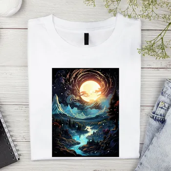 Dámské tričko - Noční obloha Barva: Bílá, Velikost: 2XL