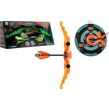 Luk 27cm + 2 šípy plast 2 barvy v krabici 29x13x7cm