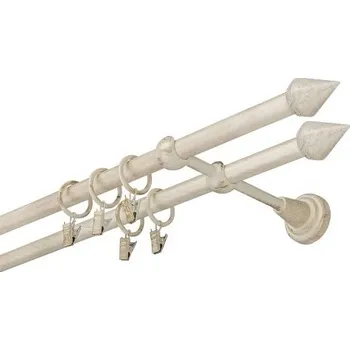 Garnýž kovová 420 cm dvouřadá - dvojitá 16 Hrot double bílo-zlatá