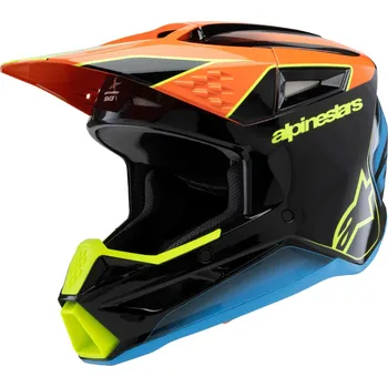 Helma na motorku Dětská motokrosová přilba Alpinestars S-M3 FRAY černo-fluo oranžovo-fluo žluto-tyrkysová