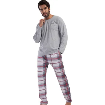 Pánské pyžamo Šedé a červeně kárované pyžamo pro muže - limited 1P1879 šedá m