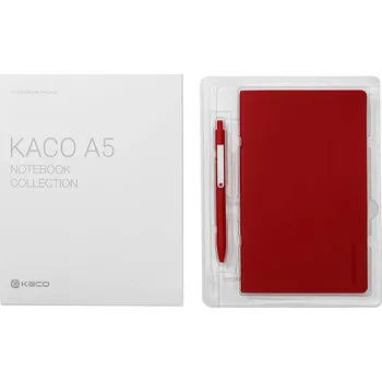 Zápisník KACO dárková sada zápisník A5 a pero, červená