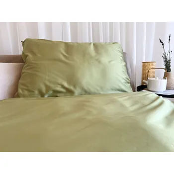 Povlečení Prémiové povlečení bavlněný satén organická bavlna olivová - 140x220 + 50x70 cm