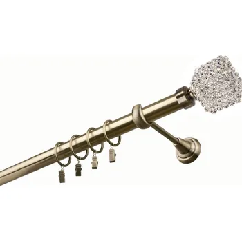 Garnýž kovová 200 cm jednořadá 25 Kwadro Diamant mosaz