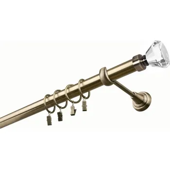 Garnýž kovová 230 cm jednořadá 25 Stozek crystal mosaz