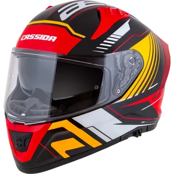 Helma na motorku Integrální helma na motorku Cassida Aero Drome perleťově černo-oranžovo-červeno-bílá L
