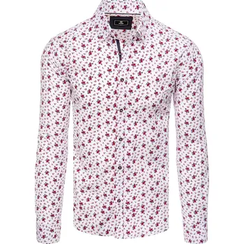 Pánské oblečení Pánská vzorovaná košile DX2396 Barva: Bílá, Velikost: M