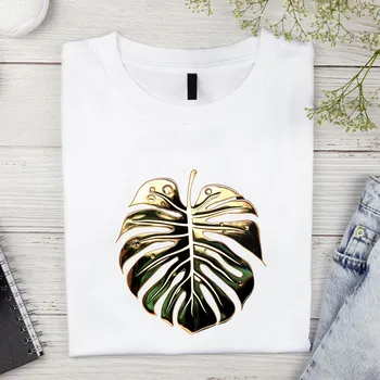 Dámské tričko Dámské tričko - Zlatý list Barva: Bílá, Velikost: 2XL