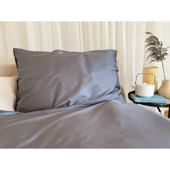 Povlečení Prémiové povlečení bavlněný satén organická bavlna tmavě šedá - 140x220 + 50x70 cm
