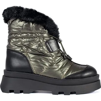 Dívčí sněhule Zelené dámské sněhule s černou kožešinou JJ56P-GR Velikost: 38