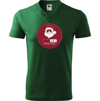 Pánské tričko DOBRÝ TRIKO Pánské V tričko s potiskem Christmas loading Velikost: S, Barva: Lahvově zelená