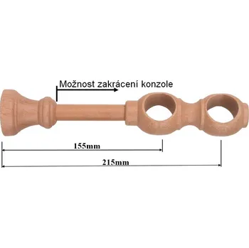 Příslušenství pro garnýž Konzole 2-řadá dřevěná pro tyč 28mm - buk