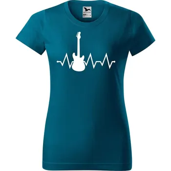 Dámské oblečení DOBRÝ TRIKO Dámské tričko s potiskem Tep kytara Barva: Petrolejová, Velikost: XS