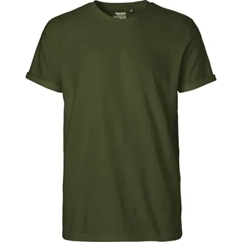 Pánské tričko Pánské bio tričko s ohrnutými rukávy O 60012 military S