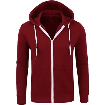 Pánská mikina Pánská mikina na zip s klokaní kapsou a kapucí Barva: Bordová, Velikost: M
