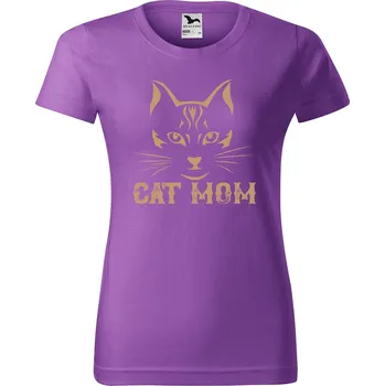 Dámské tričko DOBRÝ TRIKO Dámské tričko s potiskem Cat mom Barva: Fialová, Velikost: L