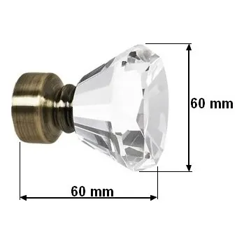 Příslušenství pro garnýž Koncovka pro tyč 25mm Stozek Crystal - mosaz