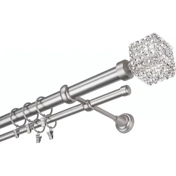 Příslušenství pro garnýž Garnýž kovová 280 cm dvouřadá - dvojitá 25 Kwadro Diamant Satina