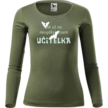 DOBRÝ TRIKO Dámské triko s potiskem Jsem učitelka Velikost: XS, Barva: Khaki