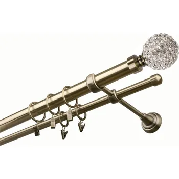 Garnýž kovová 150 cm dvouřadá - dvojitá 25 Koule Diamant Mosaz