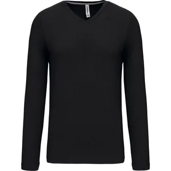 Pánské tričko Pánské tričko s výstřihem do V, dlouhý rukáv K 358 black 4XL