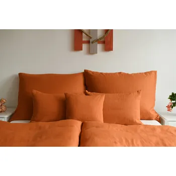 Povlečení Nelly Lněný povlak na polštář - oranžový Rozměr: 30/30 CM ZIP