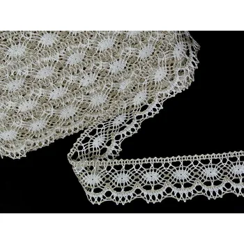 Krajka Snový svět Paličkovaná krajka lněná přírodní/bílá TK0017-51mm