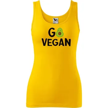 Dámské tričko DOBRÝ TRIKO Dámské tílko s potiskem Go vegan Velikost: XL, Barva: Žlutá