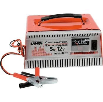Nabíječka autobaterie Nabíječka 5A, 12V, plechová, LAMPA