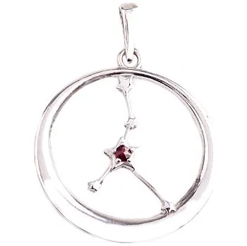 Přívěsek granát - stříbrný přívěsek - znamení rak (1157-07) povrchová úprava: rhodiované