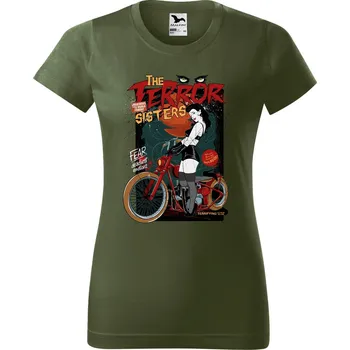 DOBRÝ TRIKO Dámské tričko s potiskem Terror sisters Barva: Khaki, Velikost: XS