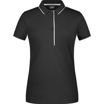Dámské tričko Dámské piqué polo s kontrastní légou JN 727 black-silver XL