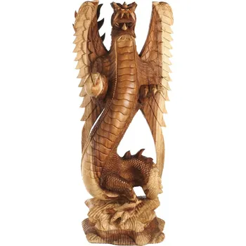 Soška dřevo Drak s roztaženými křídly 105 cm