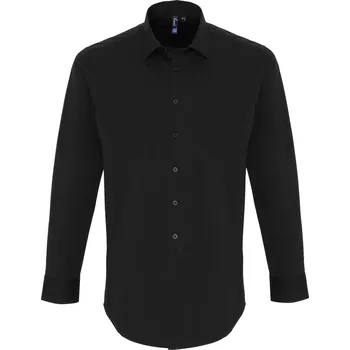 Pánská košile Popelínová elastická košile s dlouhým rukávem PR 244 black XXL