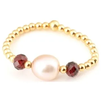 Prsten Flexibilní prsten 7 Angelic Eyes se zlatými kuličkami, granáty a perlou PR0754F + Dárek zdarma