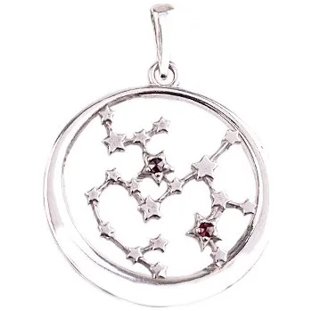 Přívěsek granát - stříbrný přívěsek - znamení střelec (1157-12) povrchová úprava: rhodiované