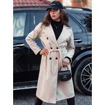 Smetanový dámský dlouhý oversize kabát na zavazování CASHMELY NY0715 Velikost: ONE SIZE