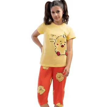 Dívčí pyžamo Žluté i oranžové dívčí pyžamo s kuřátky 1F0844 oranžová 134-140-9-10-let