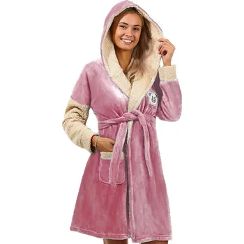 Dámský župan Růžový i béžový dámský huňatý bambusový župan s medvědem do porodnice 1Z1706 růžová s