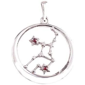 Přívěsek granát - stříbrný přívěsek - znamení panna (1157-09) povrchová úprava: zlacené