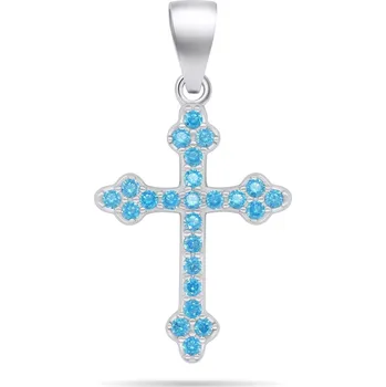 Přívěsek Brilio Silver Stříbrný přívěsek se světle modrými zirkony Křížek PT84WAQ + 2 měsíce na vrácení zboží