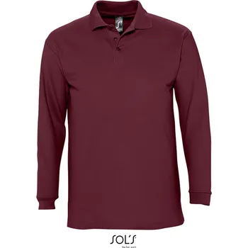 Pánské tričko Piqué polo s dlouhým rukávem Winter II burgundy M